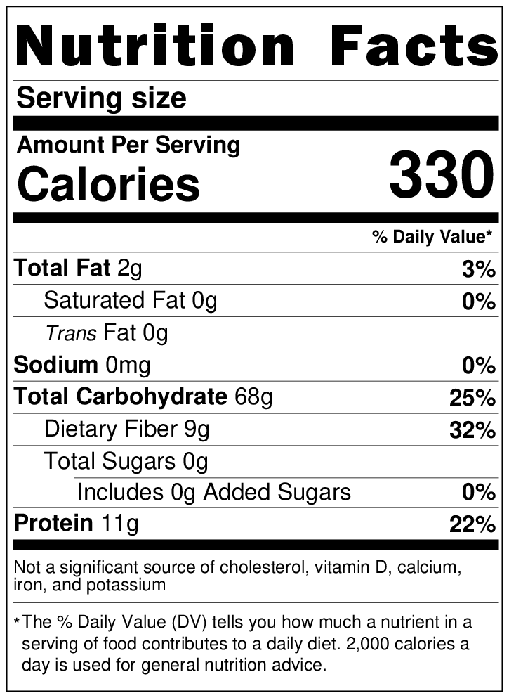 Nutrition Facts label showing