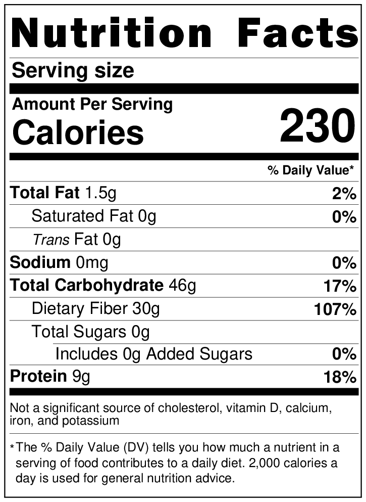 High-Fiber Nutrition Label