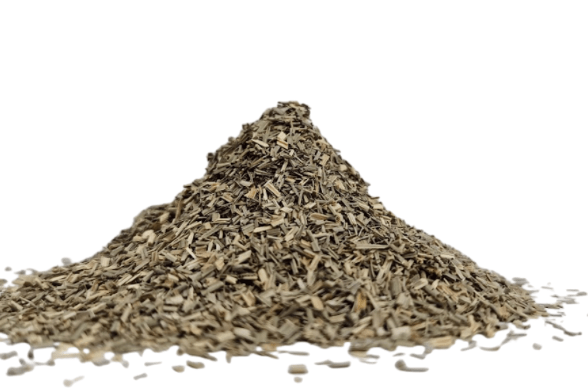 Dried lemongrass TBC chopped pieces isolated on white