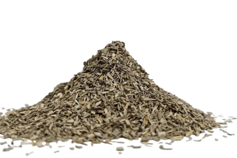 Dried lemongrass TBC chopped pieces isolated on white