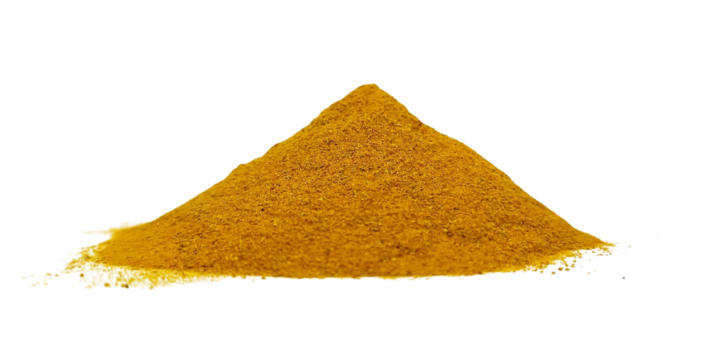 Heap of turmeric powder spice for Indian curries and recipes